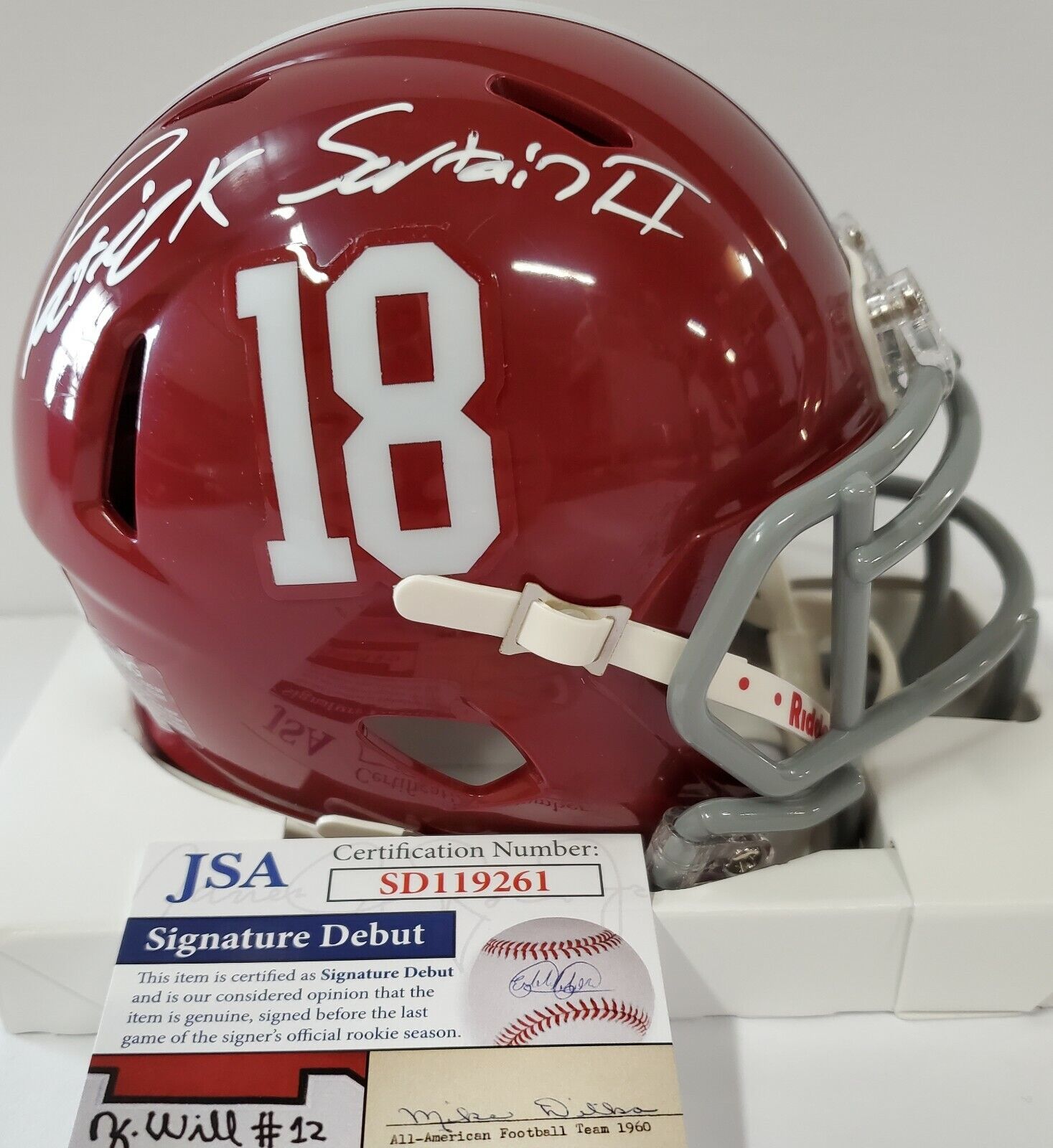 MVP Authentics Patrick Surtain Ii Autographed Signed Alabama Crimson Tide Mini Helmet Jsa Coa 116.10 sports jersey framing , jersey framing