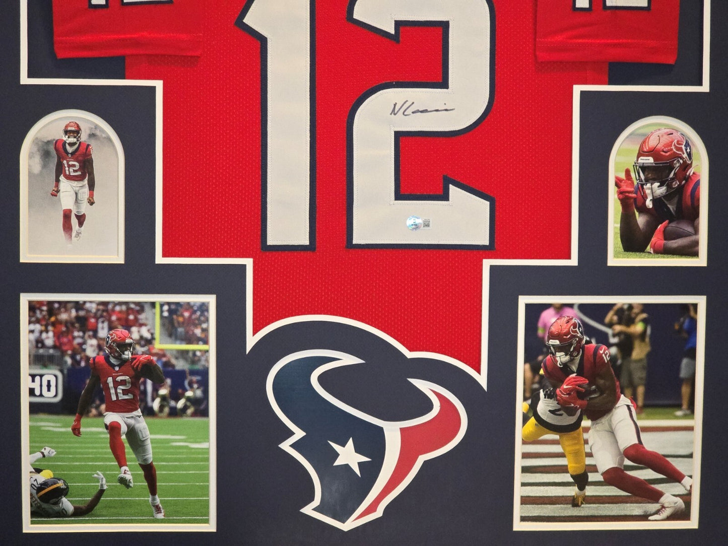 Framed Houston Texans Nico Collins Autographed Signed Jersey Beckett Holo