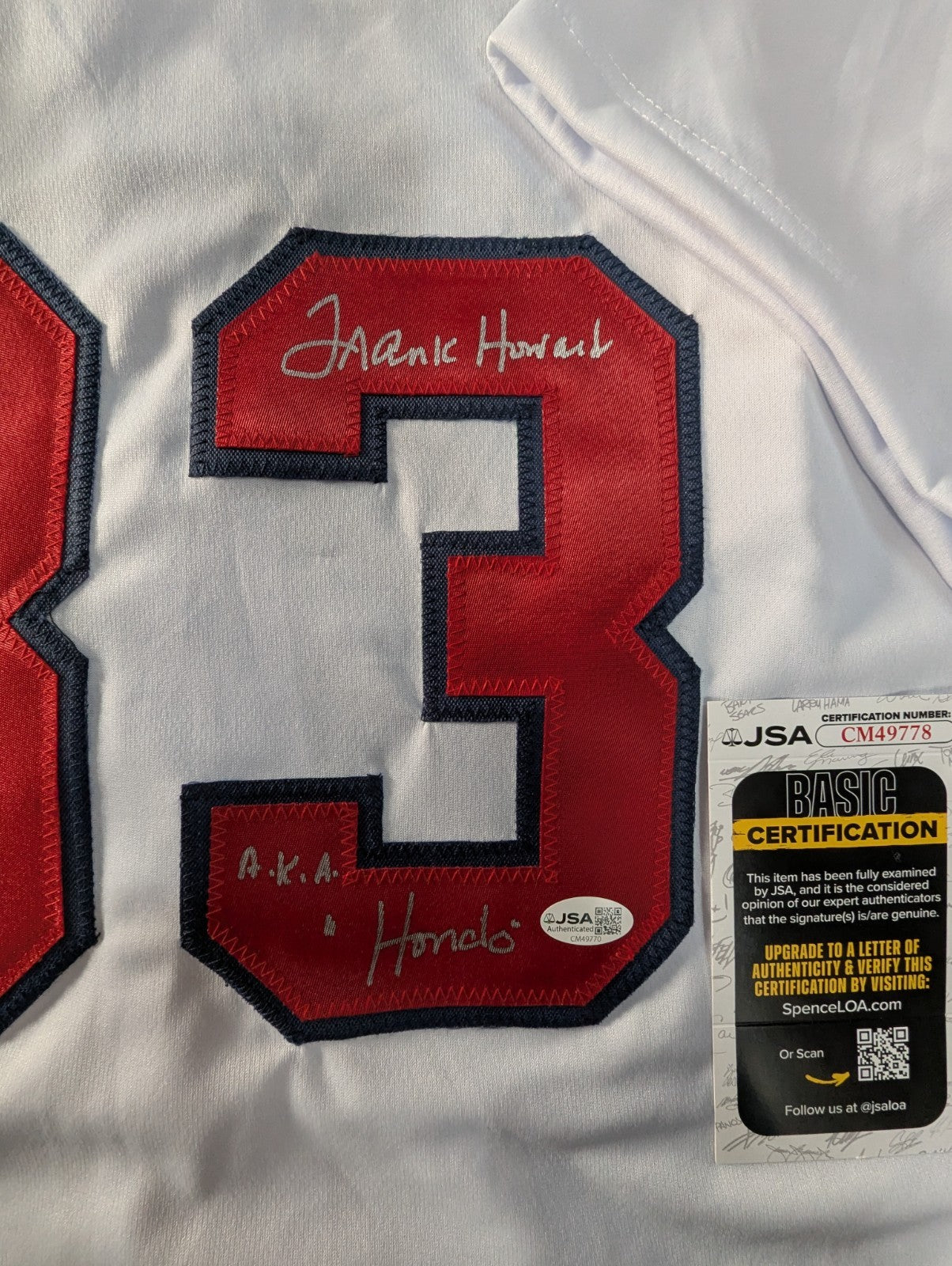 Washington Senators Frank Howard Autographed Inscribed Custom Jersey Jsa Coa
