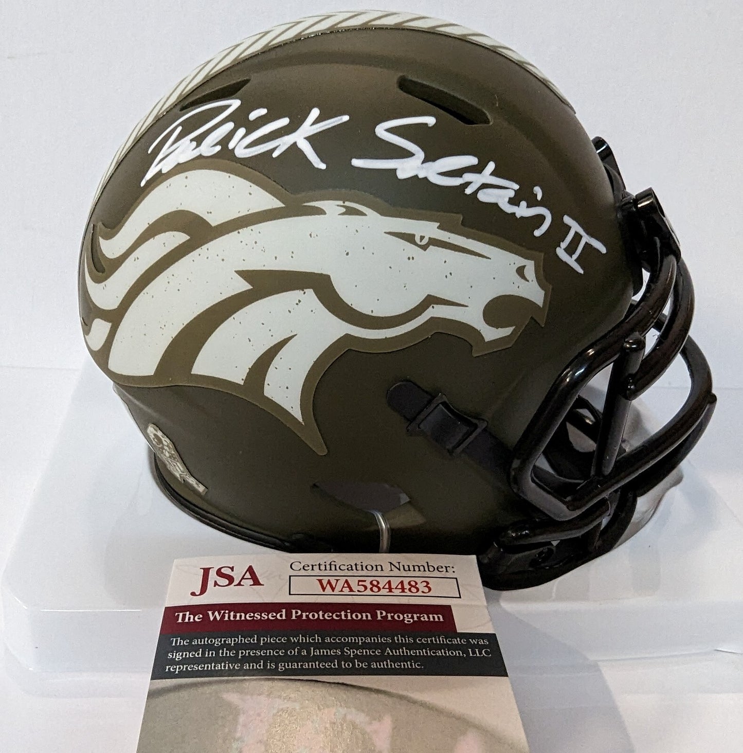 Denver Broncos Patrick Surtain Ii Signed Salute To Service Mini Helmet Jsa Coa