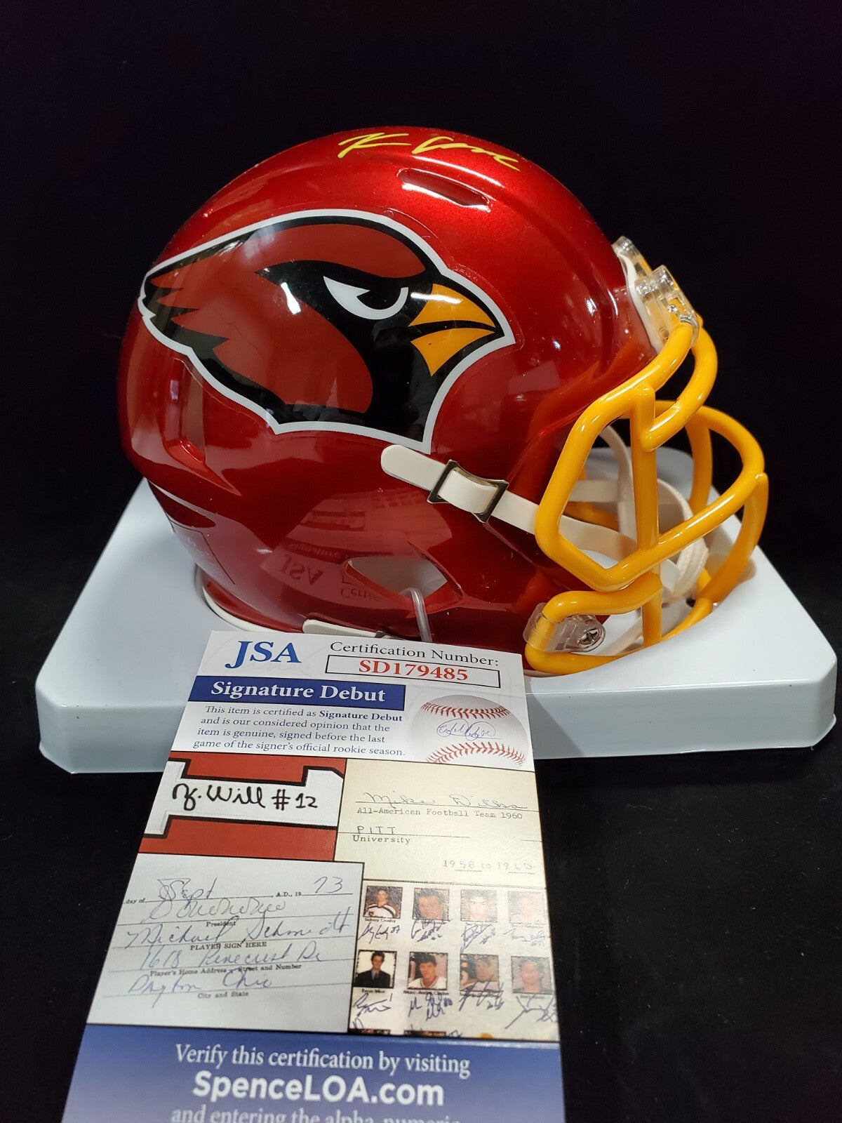Arizona Cardinals Rondale Moore Autographed Flash Mini Helmet Jsa Coa
