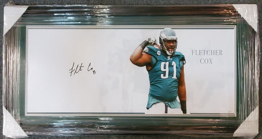 MVP Authentics Philadelphia Eagles Fletcher Cox Framed Signed 42X18 Panoramic Photo Jsa Coa 405 sports jersey framing , jersey framing