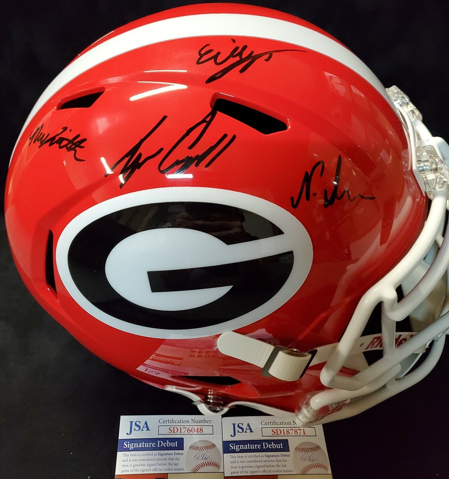 Tyson Campbell, Nakobe Dean, Nolan Smith Jr, Eric Stokes Uga Replica Helmet Jsa