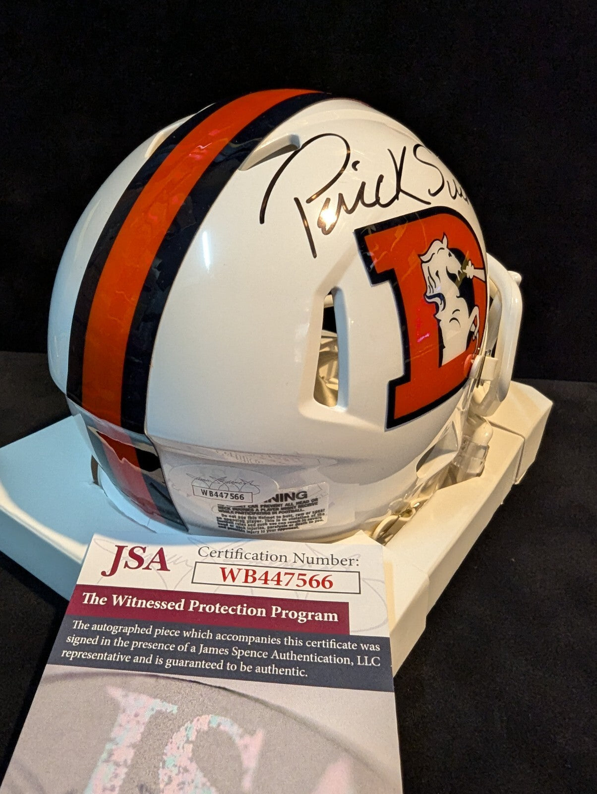 Denver Broncos Patrick Surtain Ii Signed White Throwback Mini Helmet Jsa Coa
