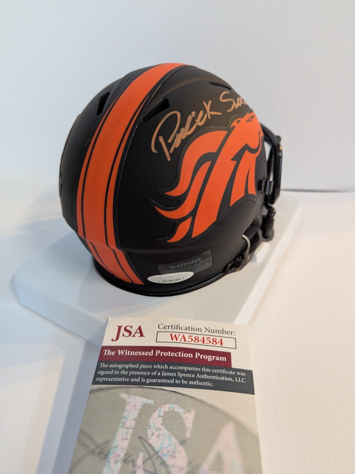 Denver Broncos Patrick Surtain Ii Signed Eclipse Orange Sig Mini Helmet Jsa Coa