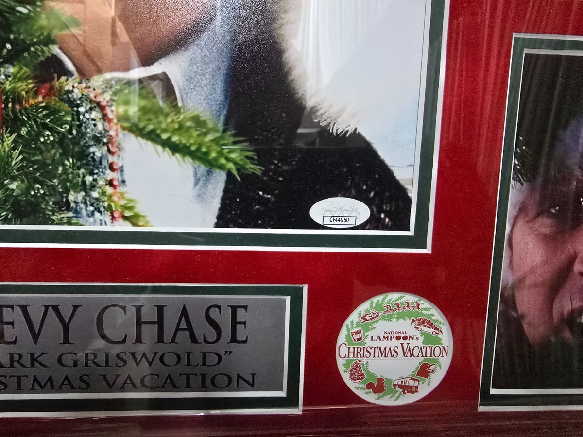 Framed Christmas Vacation Chevy Chase Signed Photo Plaque 25Inx27in Jsa Coa