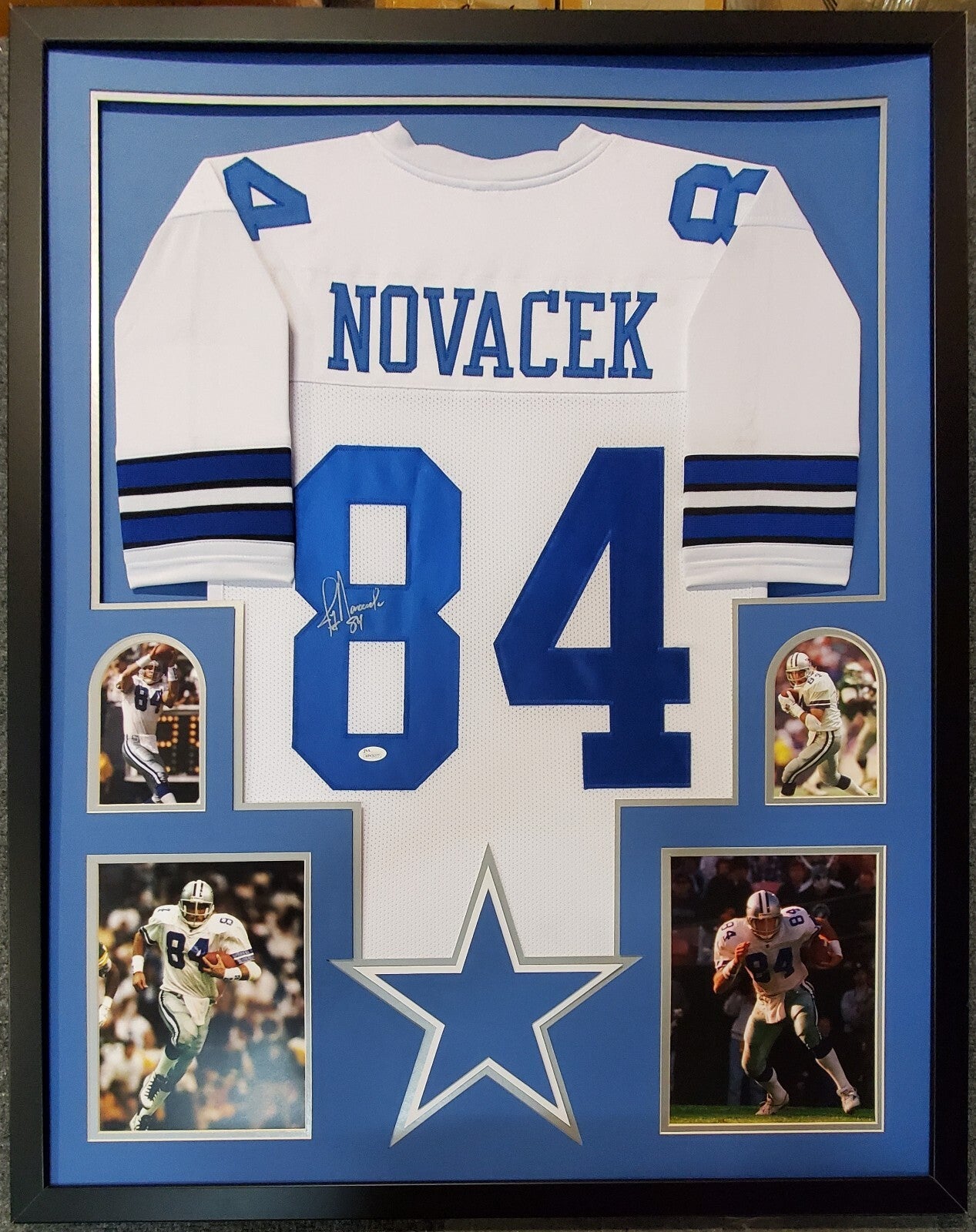 Framed Dallas Cowboys Jay Novacek Autographed Signed Jersey Jsa Coa