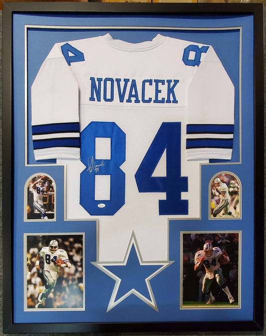 Framed Dallas Cowboys Jay Novacek Autographed Signed Jersey Jsa Coa