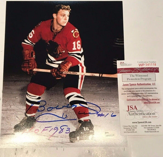 MVP Authentics Bobby Hull Autographed Signed Inscribed Chicago Blackhawks 8X10 Photo Jsa Coa 112.50 sports jersey framing , jersey framing