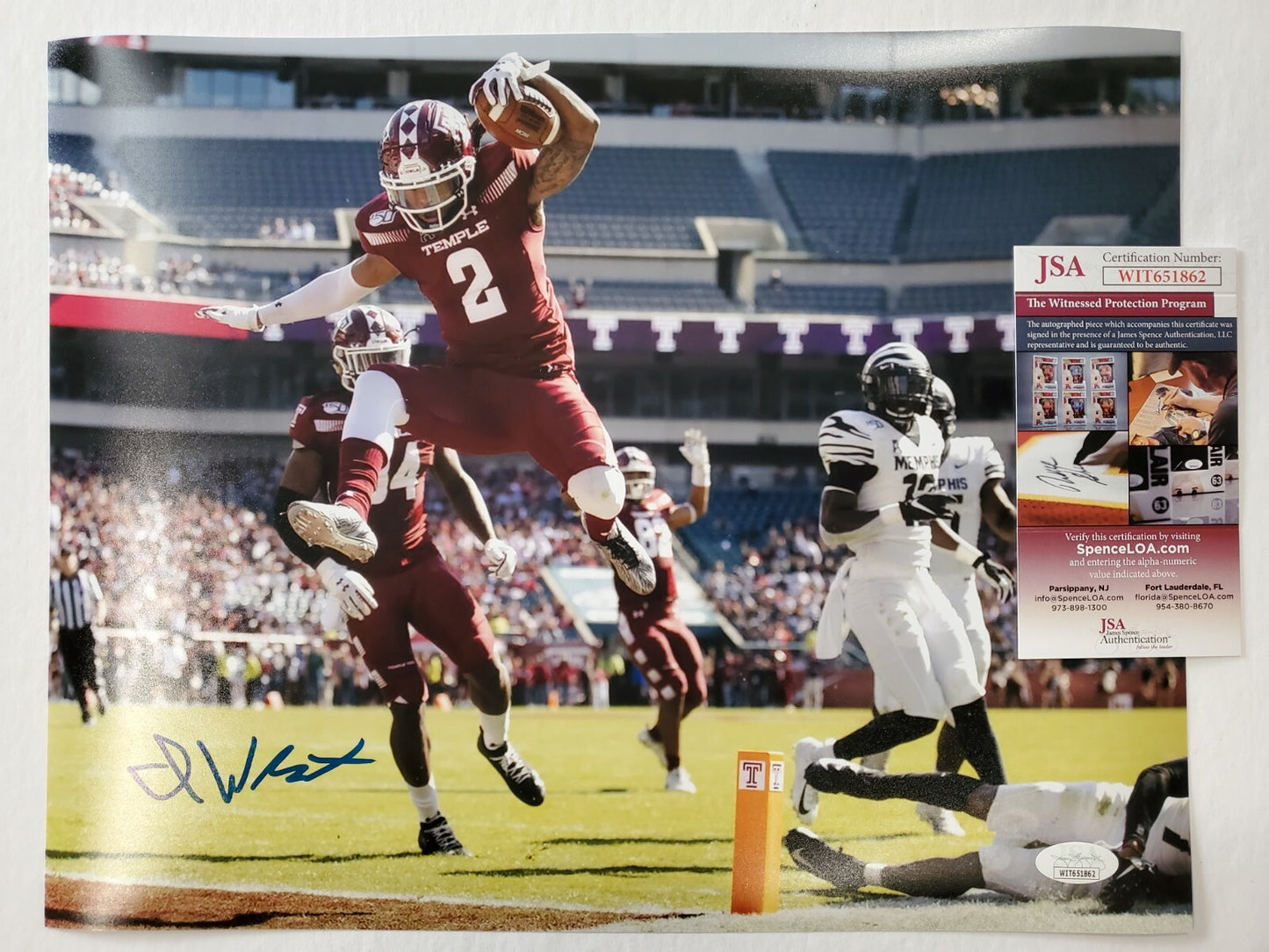 Temple Owls Isaiah Wright Autographed Signed 11X14 Photo Jsa Coa