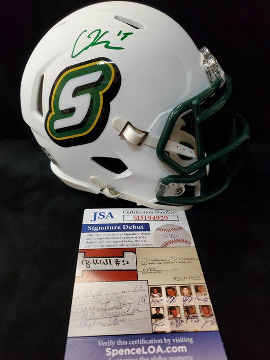 Southeastern Louisiana Lions Cole Kelley  Signed Mini Helmet Jsa Coa