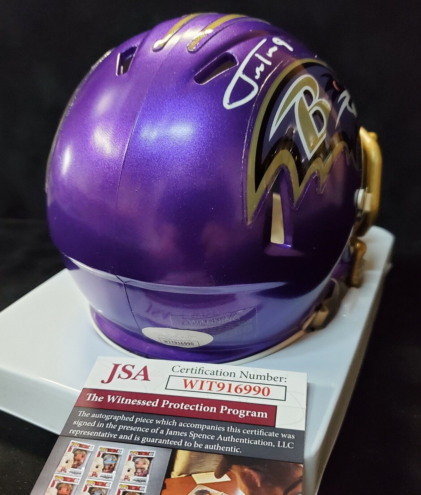 MVP Authentics Baltimore Ravens Justin Tucker Autographed Signed Flash Mini Helmet Jsa Coa 117 sports jersey framing , jersey framing