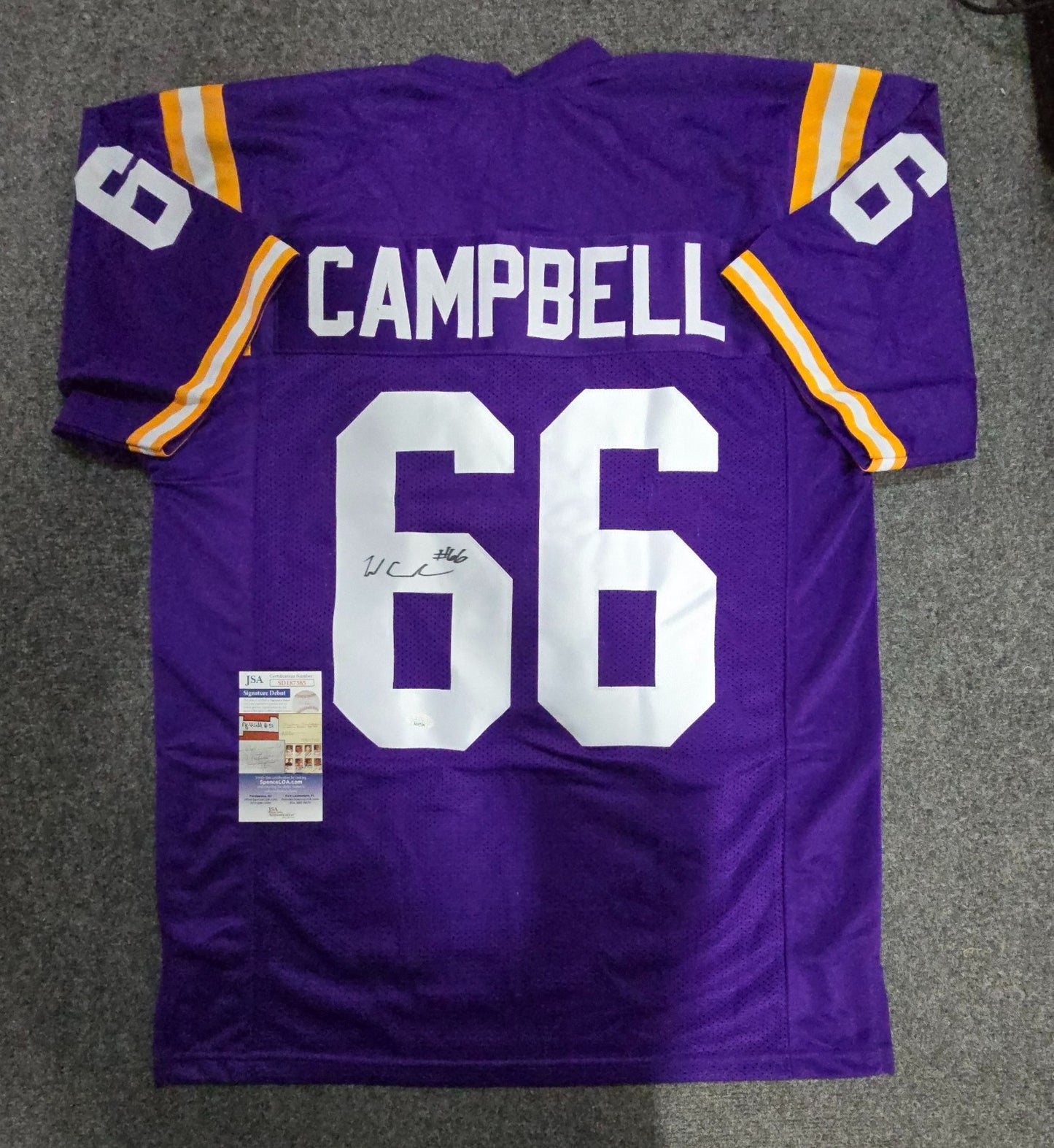 Lsu Tigers Will Campbell Autographed Signed Jersey Jsa Coa