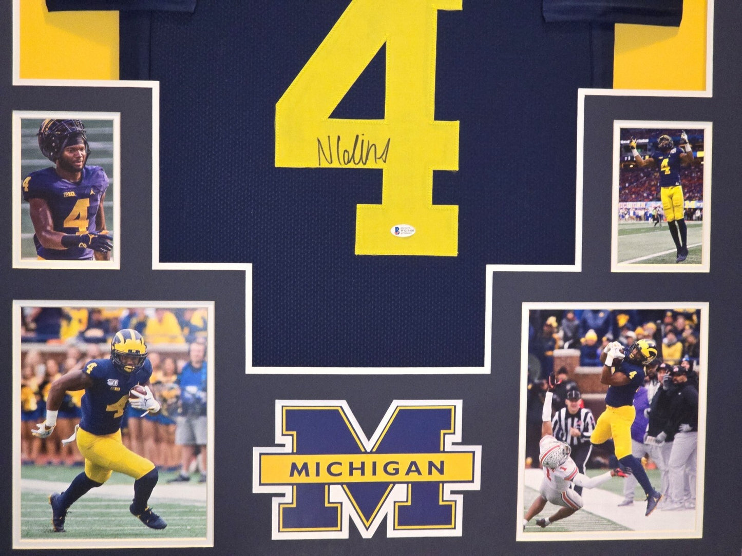 Framed Michigan Wolverines Nico Collins Autographed Signed Jersey Beckett Coa