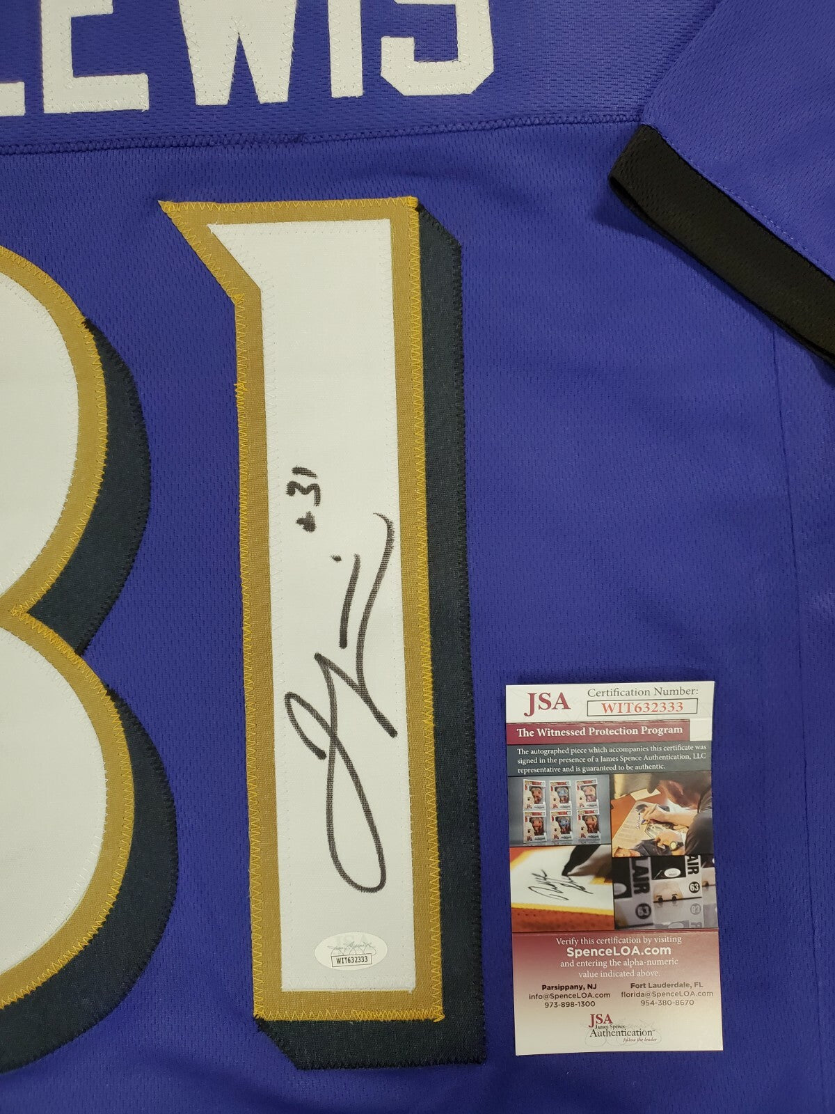 Baltimore Ravens Jamal Lewis Autographed Signed Jersey Jsa Coa