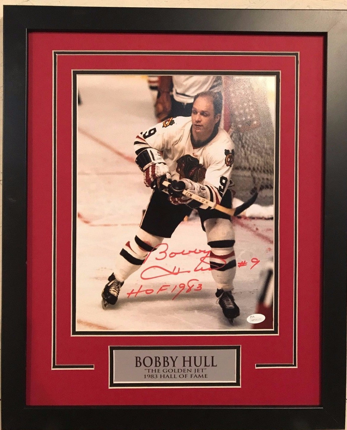 Framed Signed Inscribed Bobby Hull Chicago Blackhawks 11X14 Photo Jsa Coa