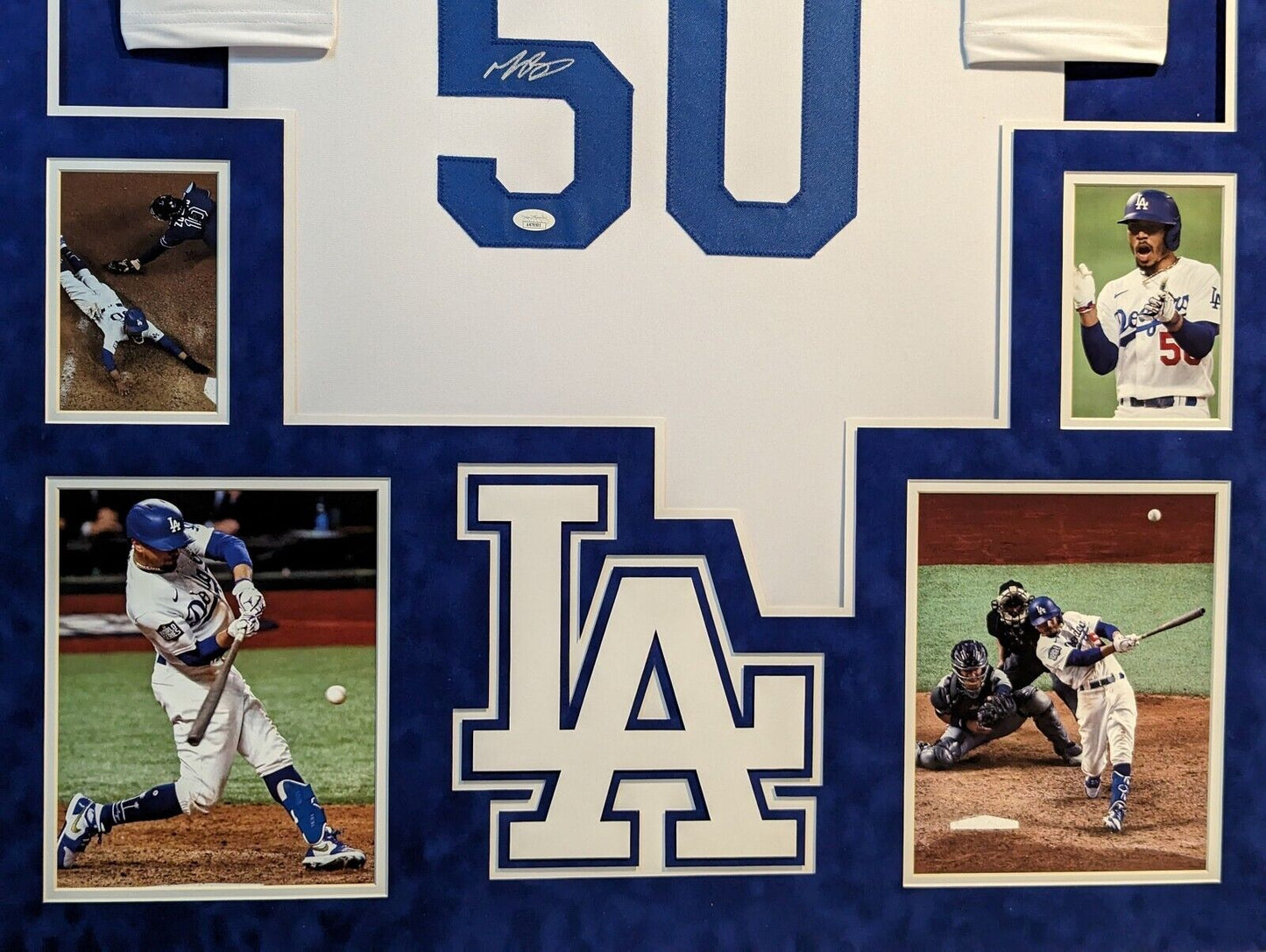 Framed Suede Mookie Betts Autographed Signed La Dodgers Jersey Jsa Coa