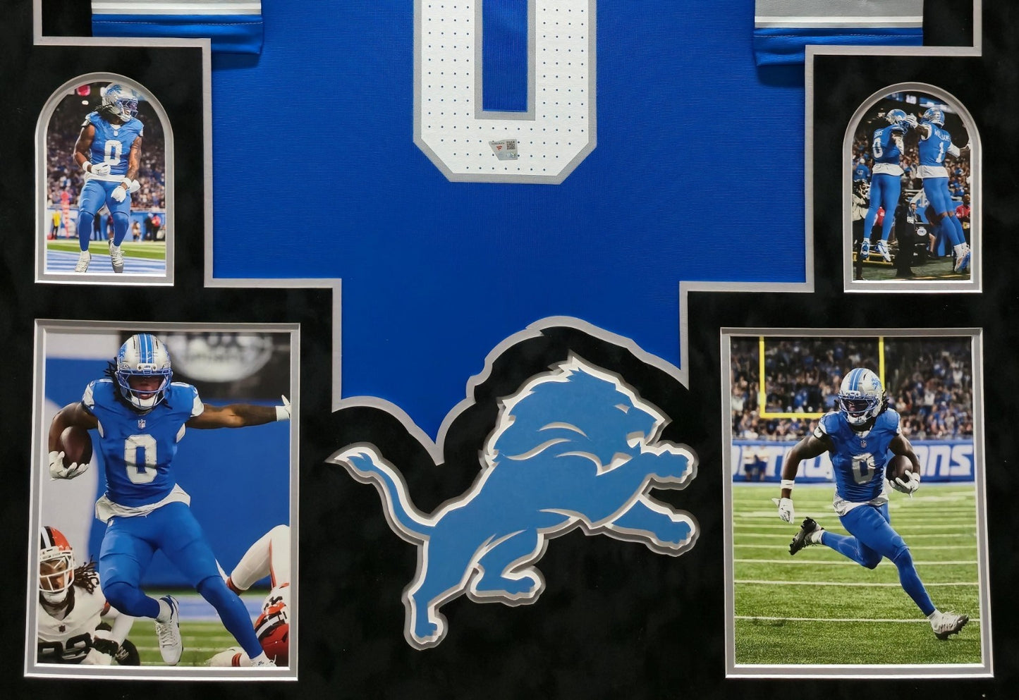Suede Framed Detroit Lions Jahmyr Gibbs Autographed Signed Jersey Fanatics Holo