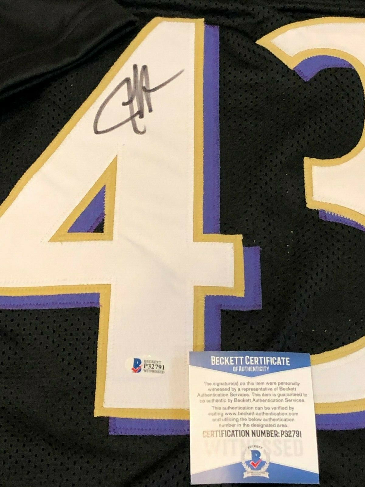 Baltimore Ravens Justice Hill Autographed Signed Jersey Beckett Coa