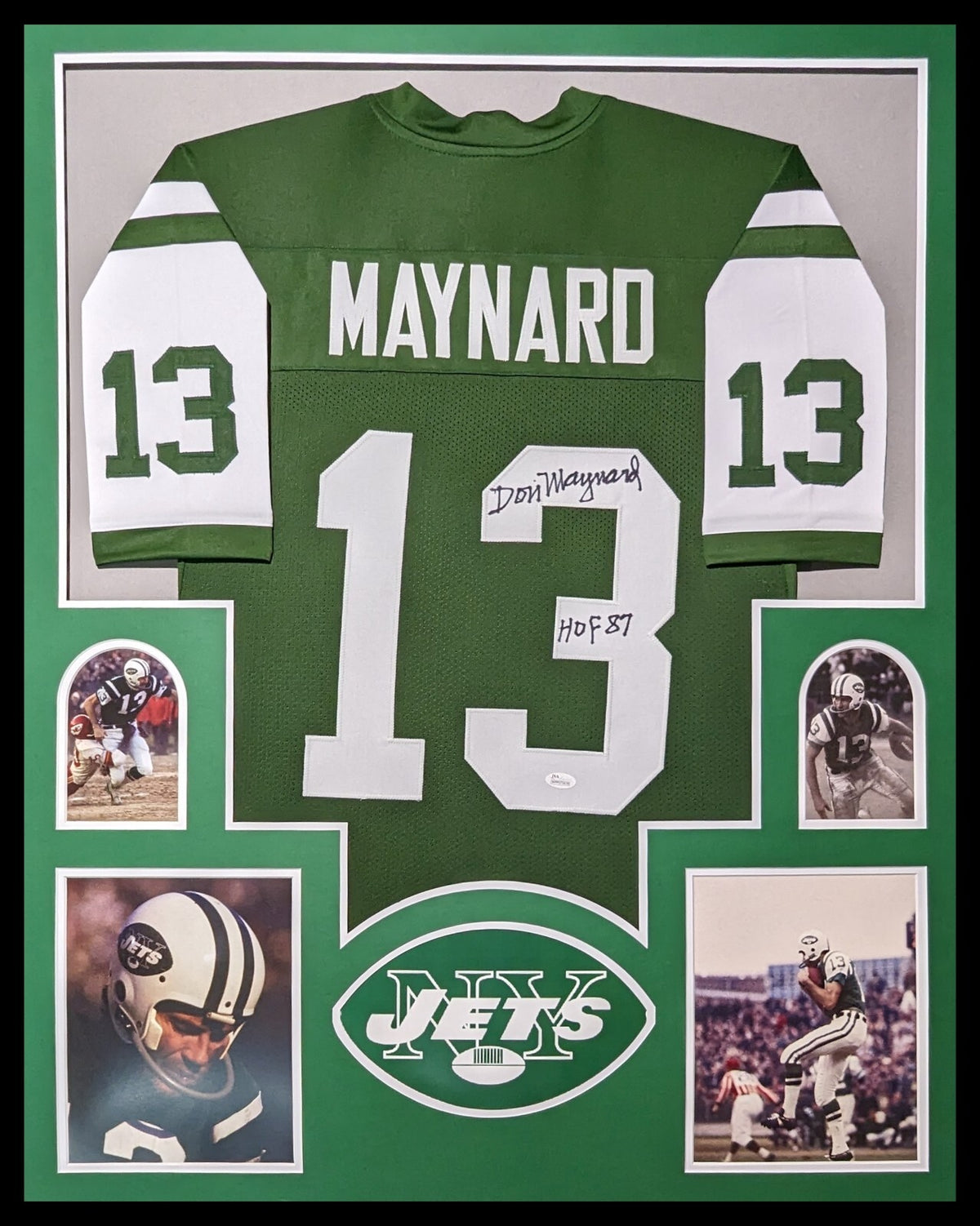 Framed New York Jets Don Maynard Autographed Signed Inscribed Jersey Jsa Coa