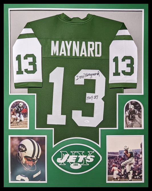 Framed New York Jets Don Maynard Autographed Signed Inscribed Jersey Jsa Coa