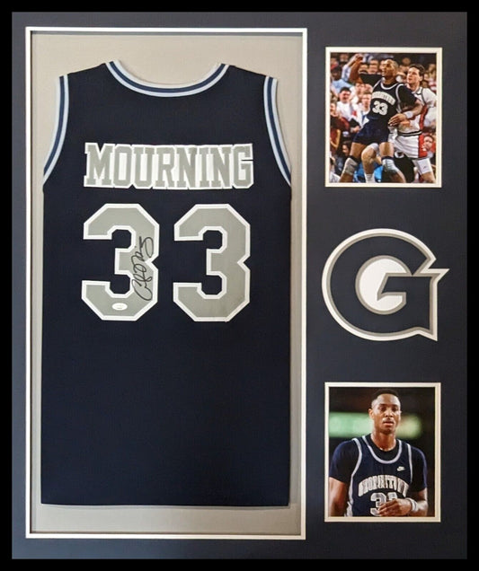 MVP Authentics Framed Georgetown Hoyas Alonzo Mourning Autographed Signed Jersey Jsa Coa 585 sports jersey framing , jersey framing