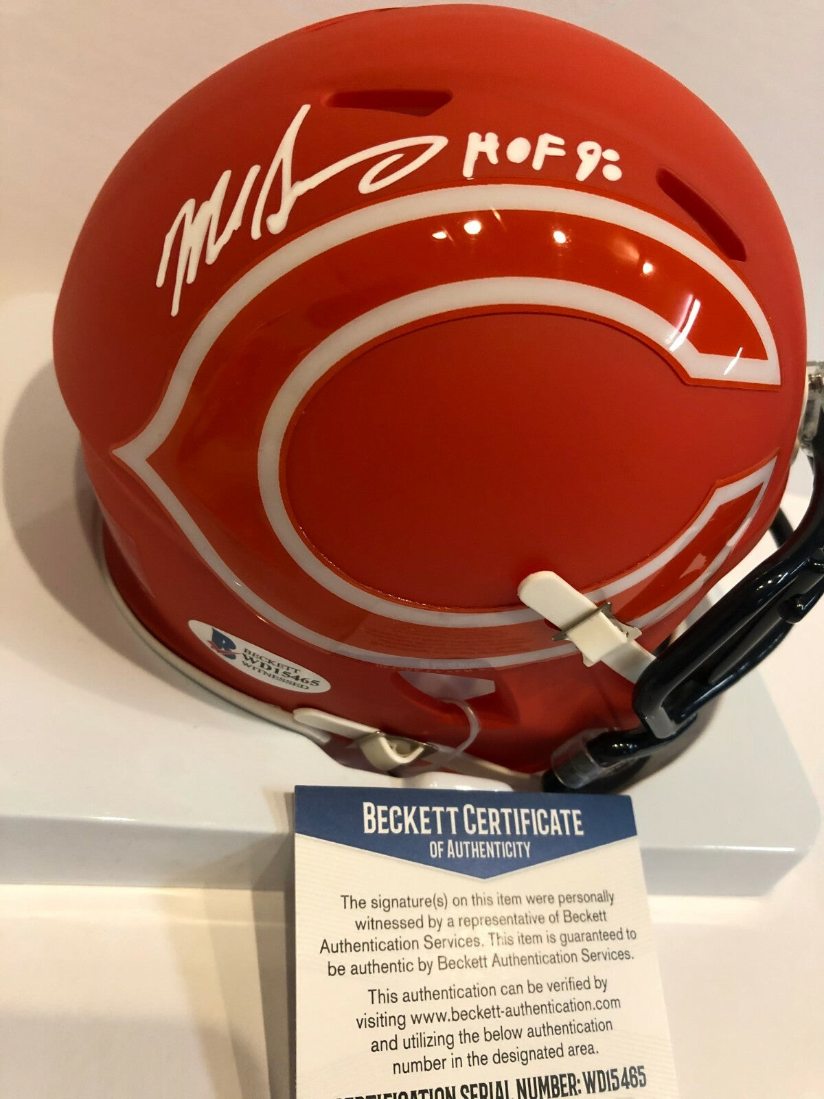 Mike Singletary Signed Inscribed Chicago Bears Amp Mini Helmet Beckett Coa