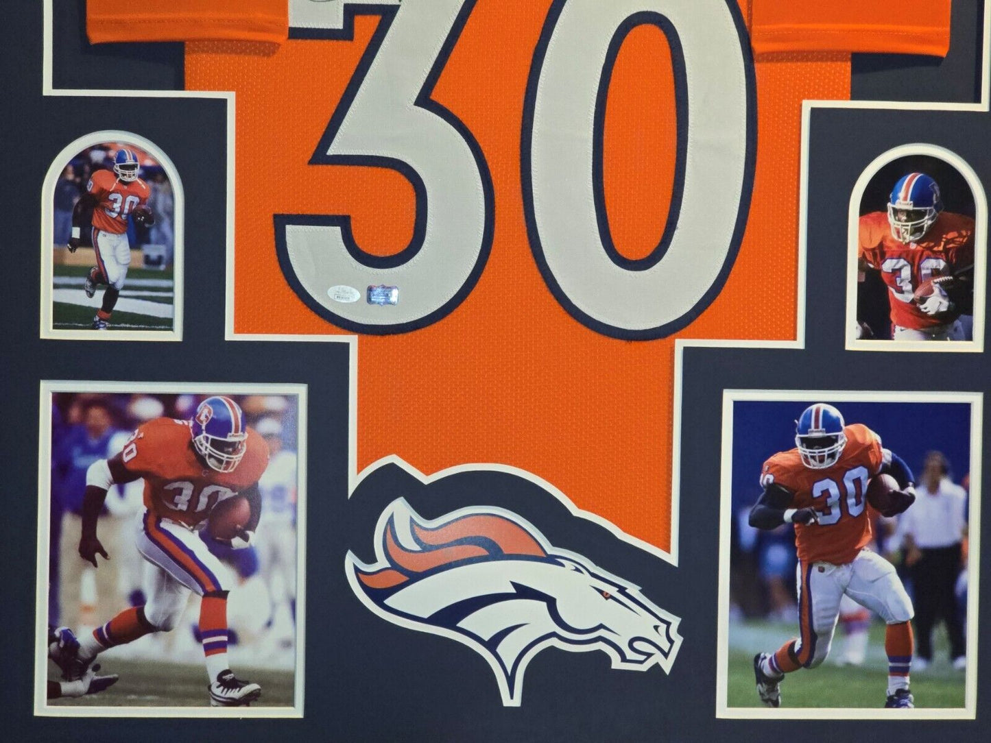 Framed Denver Broncos Terrell Davis Autographed Signed Jersey Jsa Coa