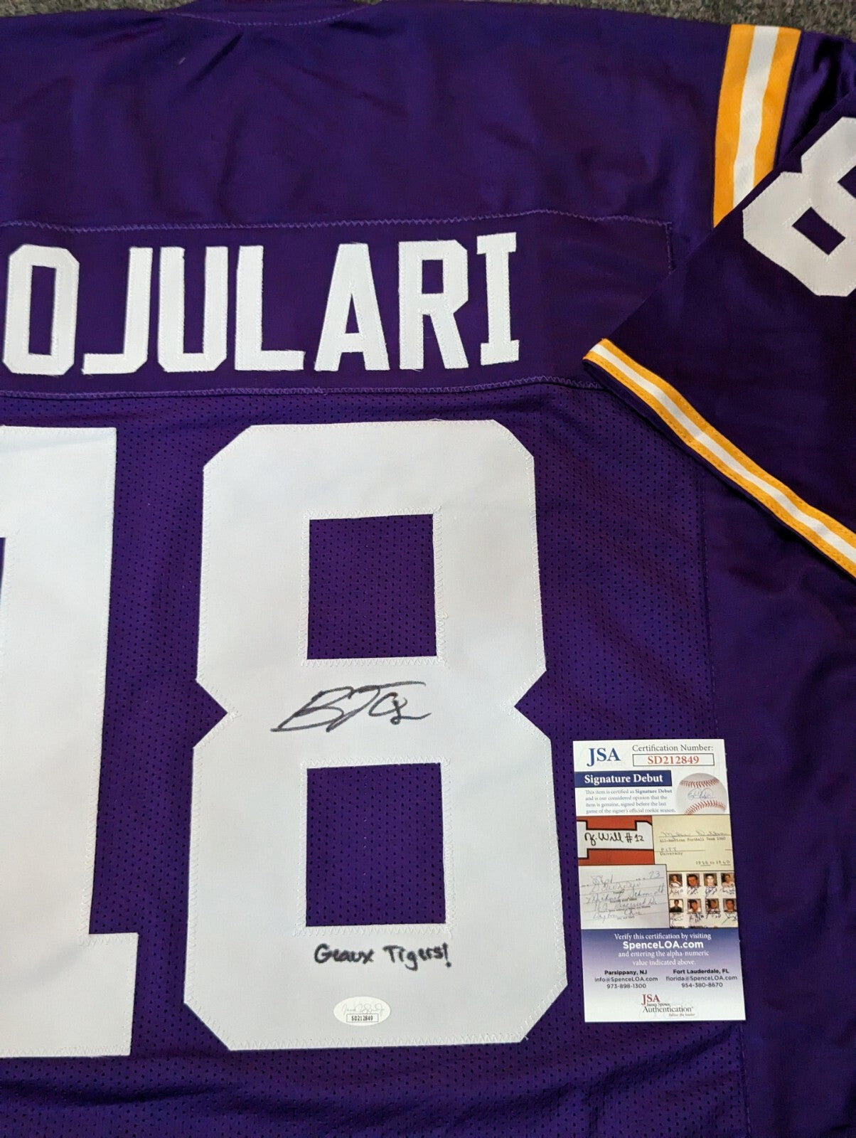 Lsu Tigers Bj Ojulari Autographed Signed Jersey Jsa Coa