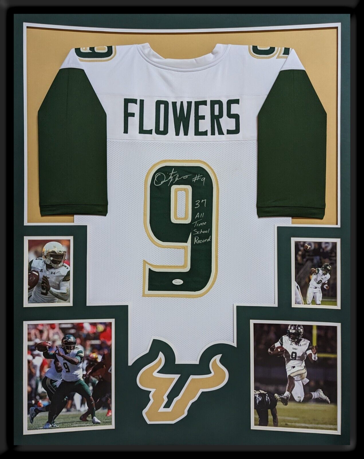 MVP Authentics Framed Usf Bulls Quinton Flowers Autographed Signed Inscribed Jersey Jsa Coa 450 sports jersey framing , jersey framing