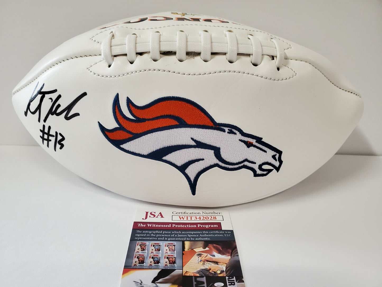 Kj Hamler Autographed Signed Denver Broncos Logo Football Jsa Coa