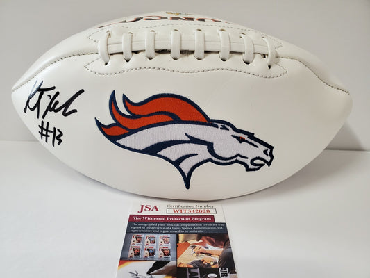 Kj Hamler Autographed Signed Denver Broncos Logo Football Jsa Coa