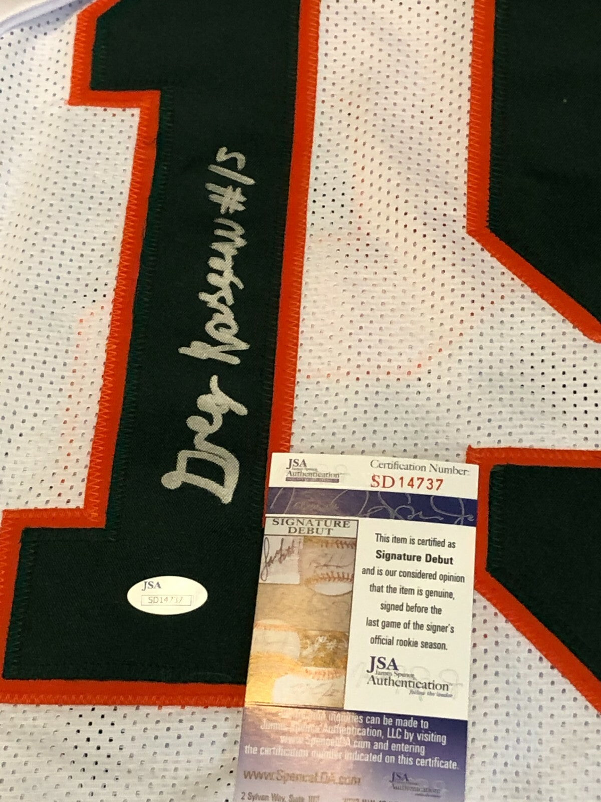 Miami Hurricanes Greg Rousseau Autographed Signed Jersey Jsa  Coa