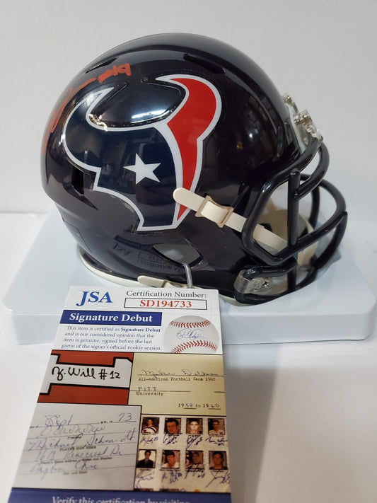 Houston Texans Brevin Jordan Signed Speed Mini Helmet Jsa Coa