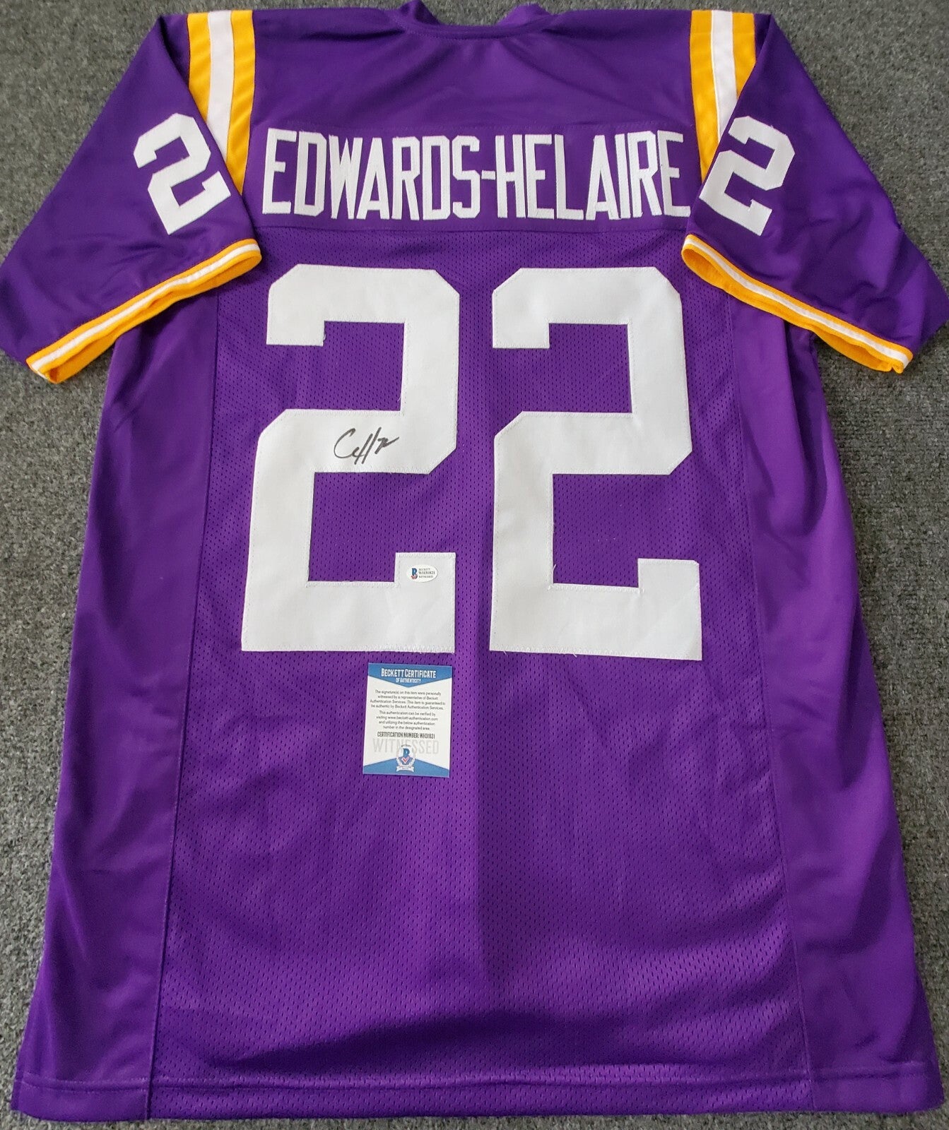 Lsu Tigers Clyde Edwards-Helaire Autographed Signed Jersey Beckett Coa