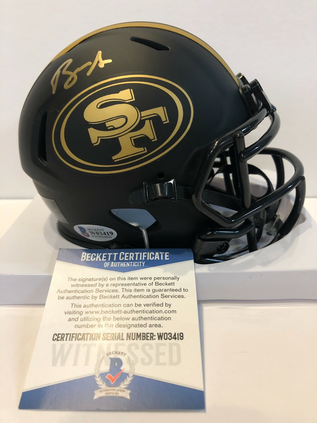 Brandon Aiyuk Autographed Signed S.F. 49Ers Eclipse Mini Helmet Beckett Coa