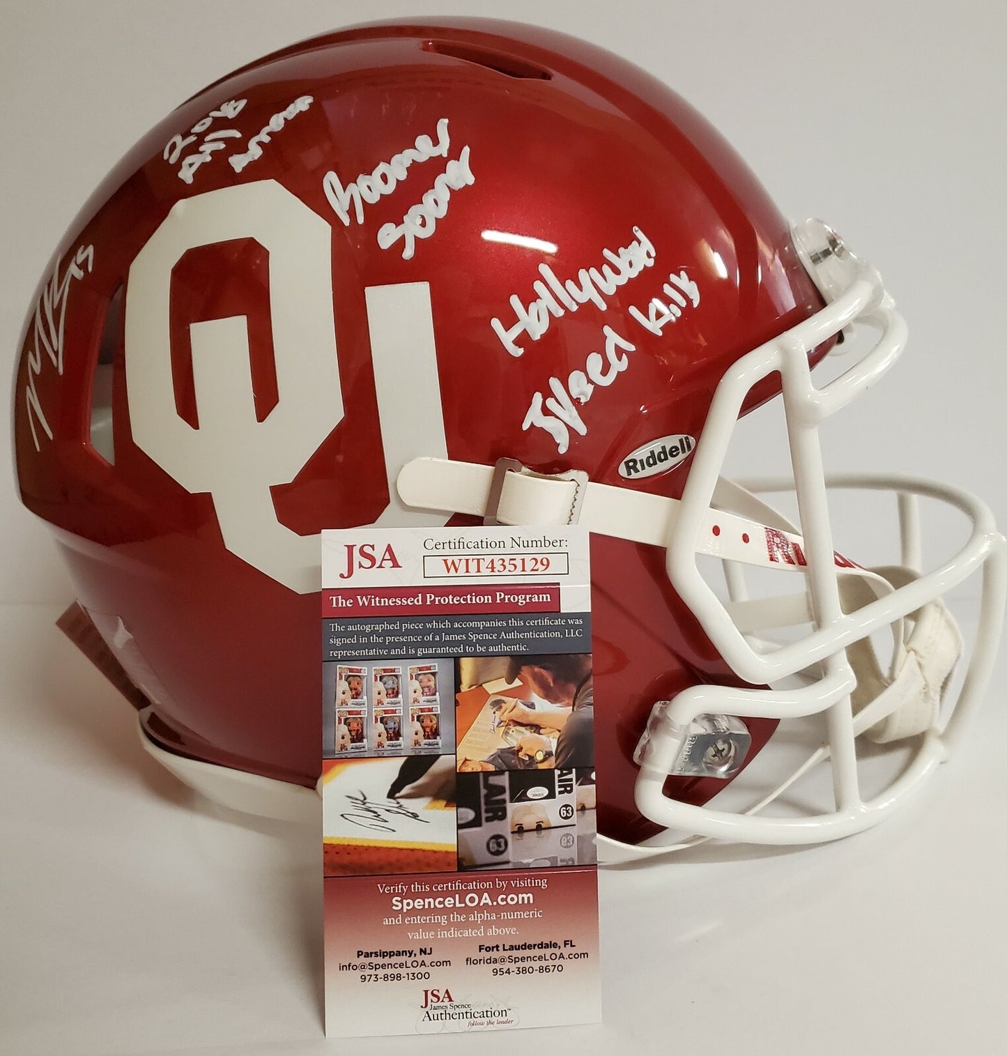 Marquise Brown Signed Inscribed Oklahoma Sooners Full Sz Auth  Helmet Jsa Coa