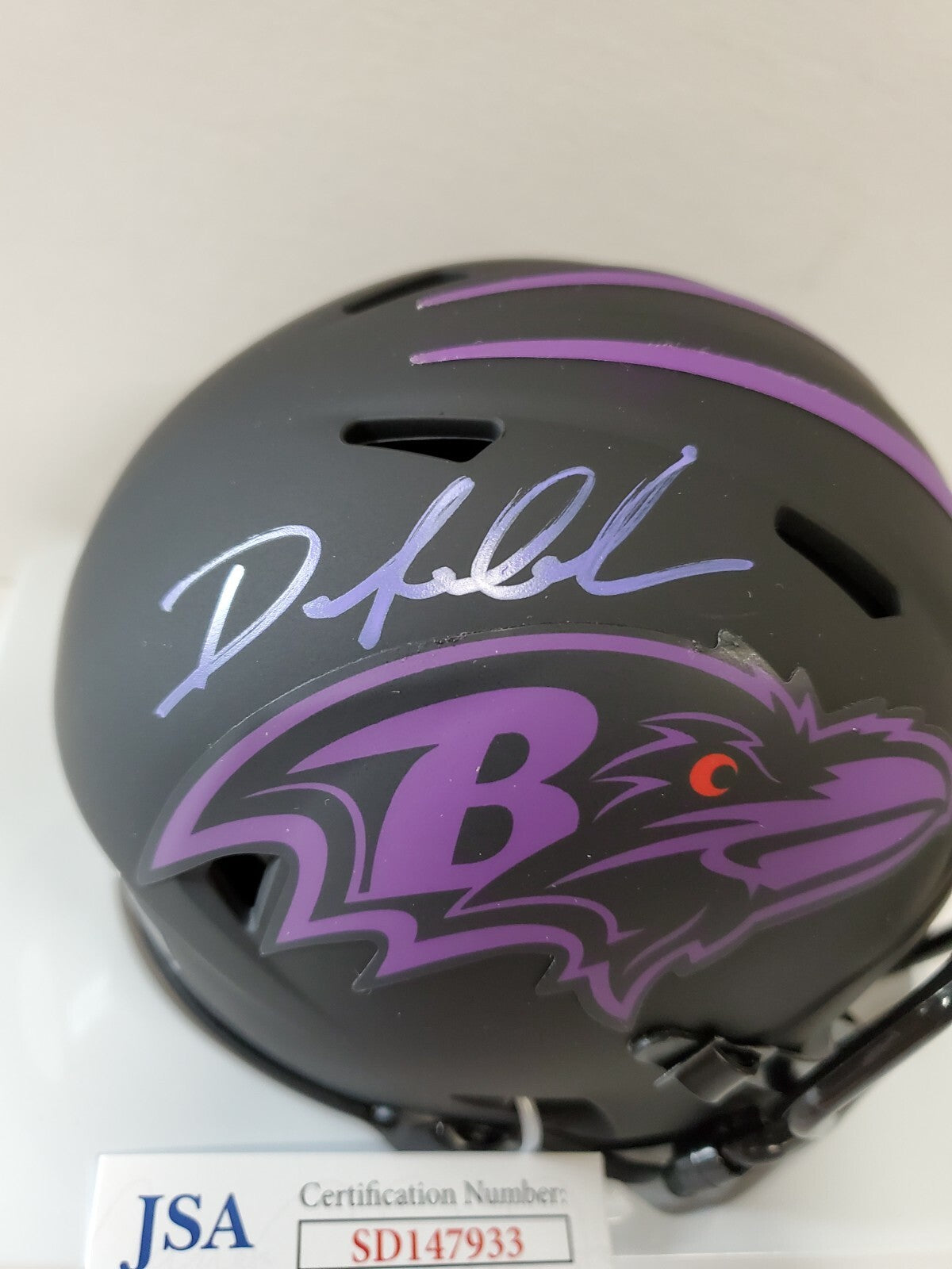 Baltimore Ravens Odafe Jayson Oweh Autographed Eclipse Mini Helmet Jsa Coa