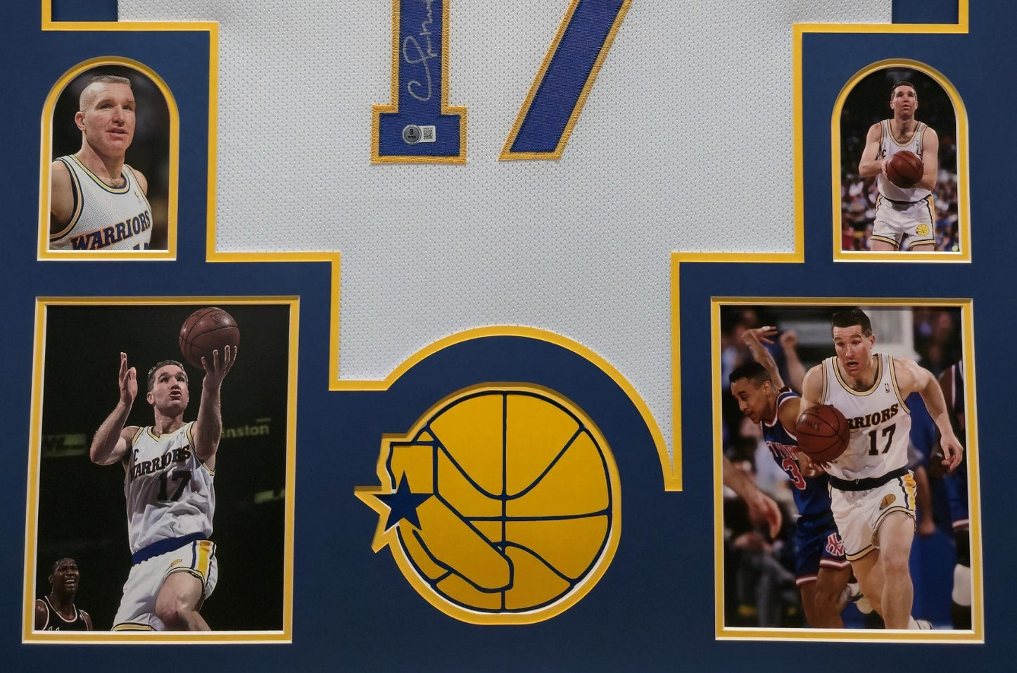 Framed Golden State Warriors Chris Mullin Autographed Signed Jersey Bas Coa
