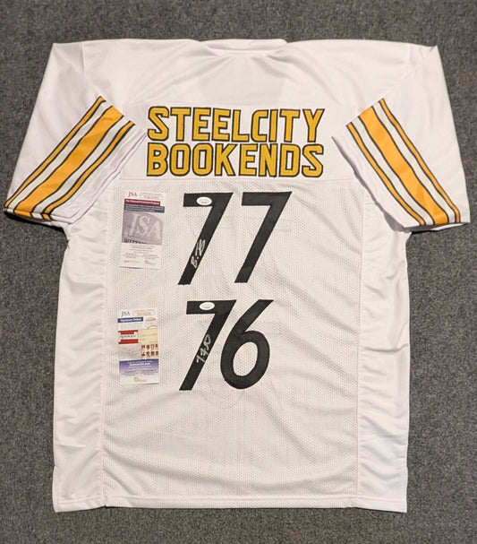 Pittsburgh Steelers Broderick Jones & Troy Fautanu 2X Autographed Jersey Jsa Coa