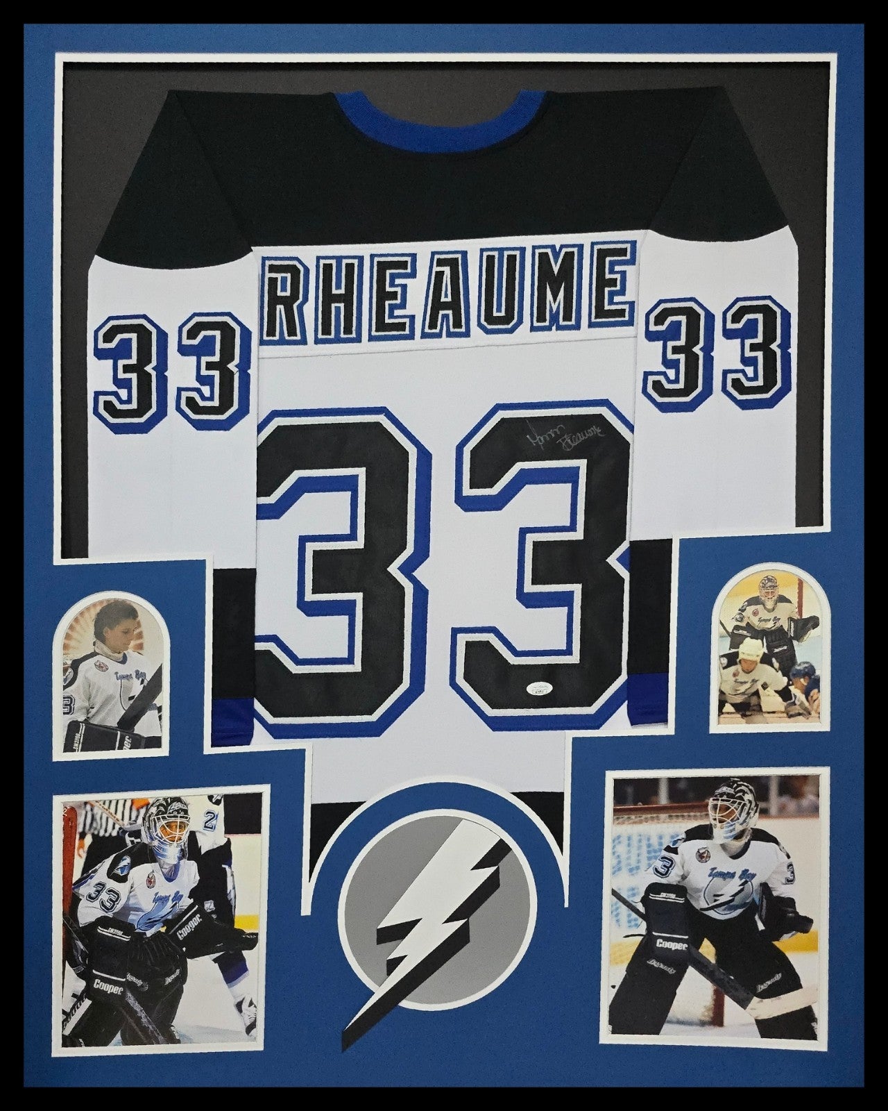 Framed Manon Rheaume Autographed Tampa Bay Lightning Jersey Jsa Coa