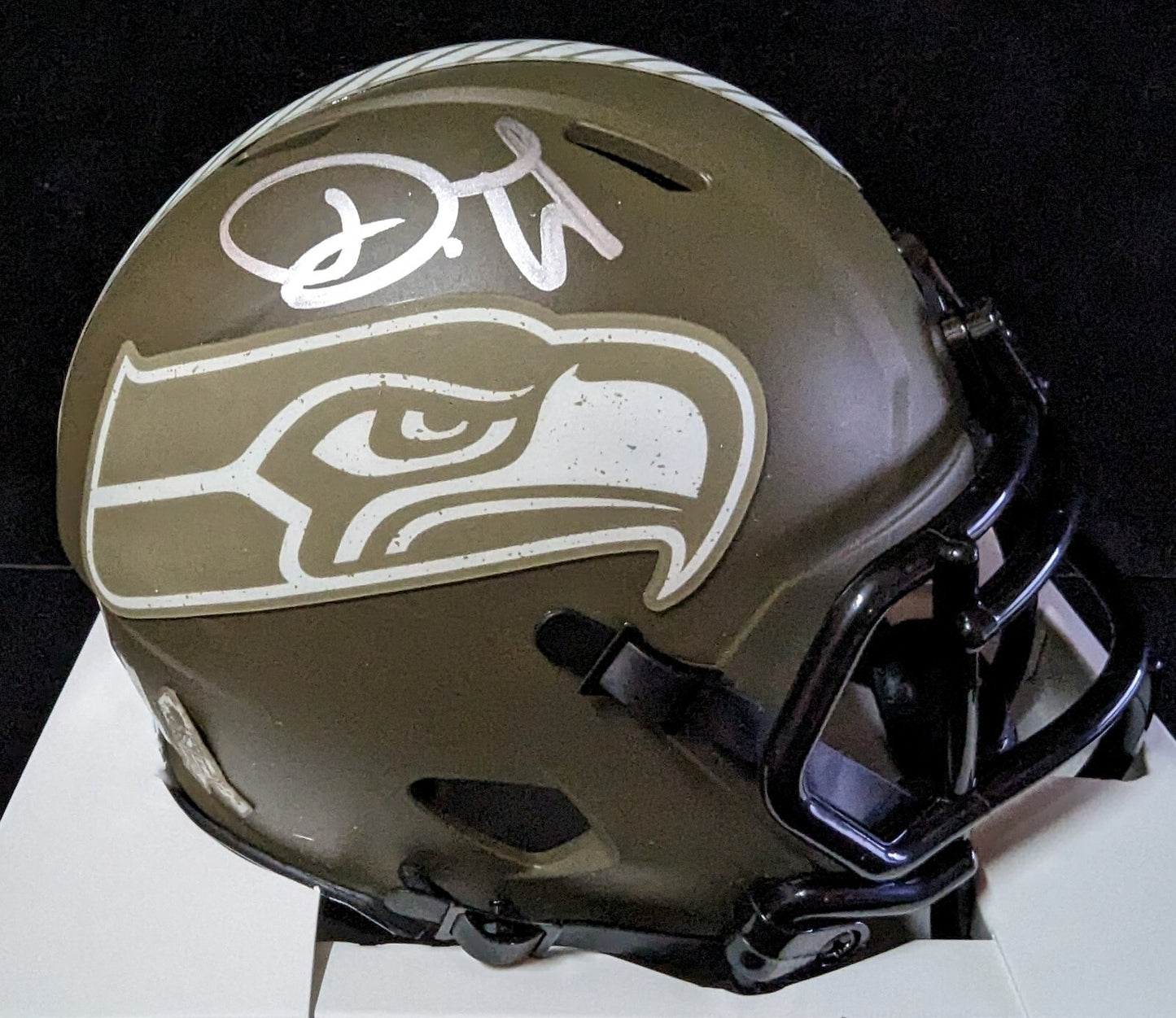 Seattle Seahawks Devon Witherspoon Signed Salute To Service Mini Helmet Beckett