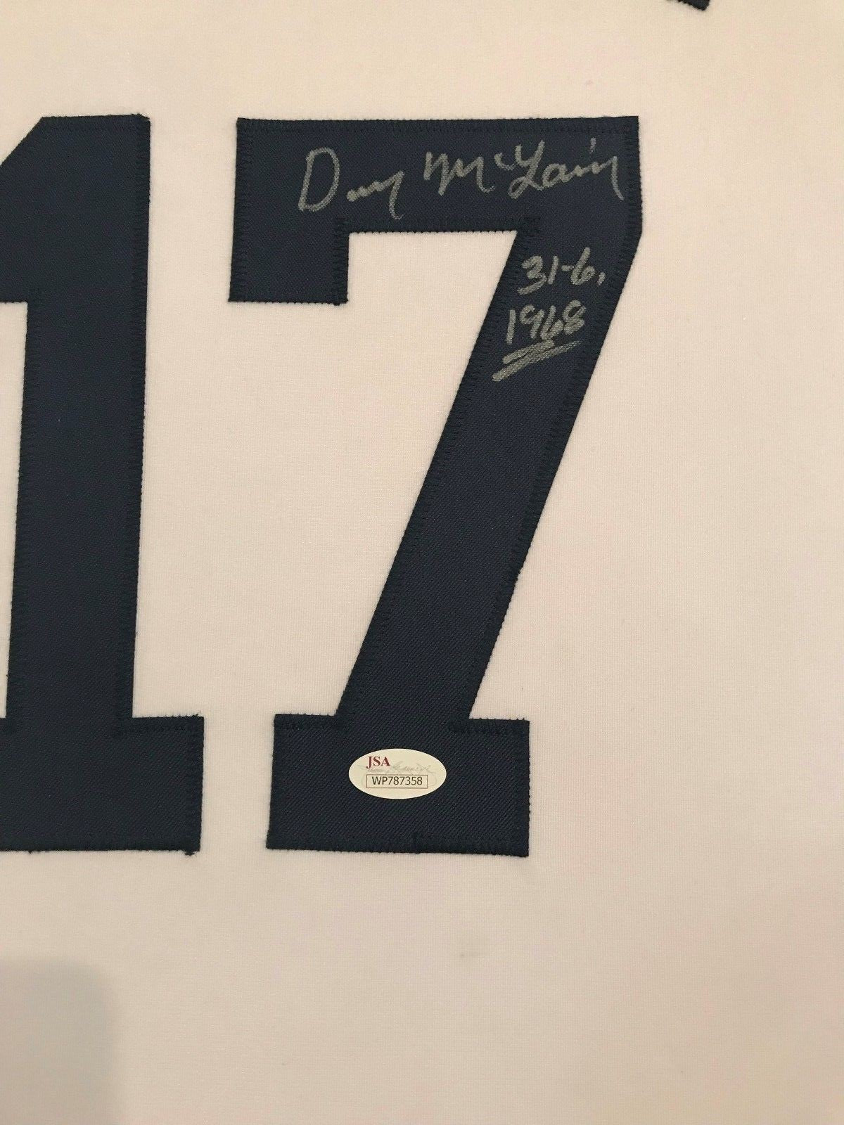 Framed Denny Mclain Autographed Signed Inscribed Detroit Tigers Jersey Jsa Coa