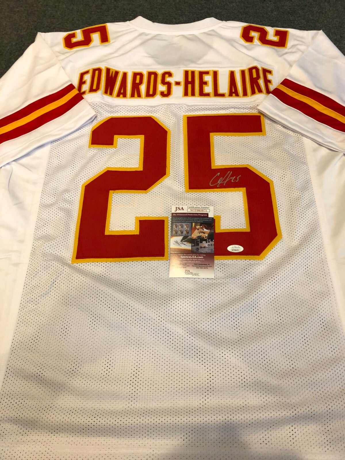Kansas City Chiefs Clyde Edwards-Helaire Autographed Signed Jersey Jsa Coa