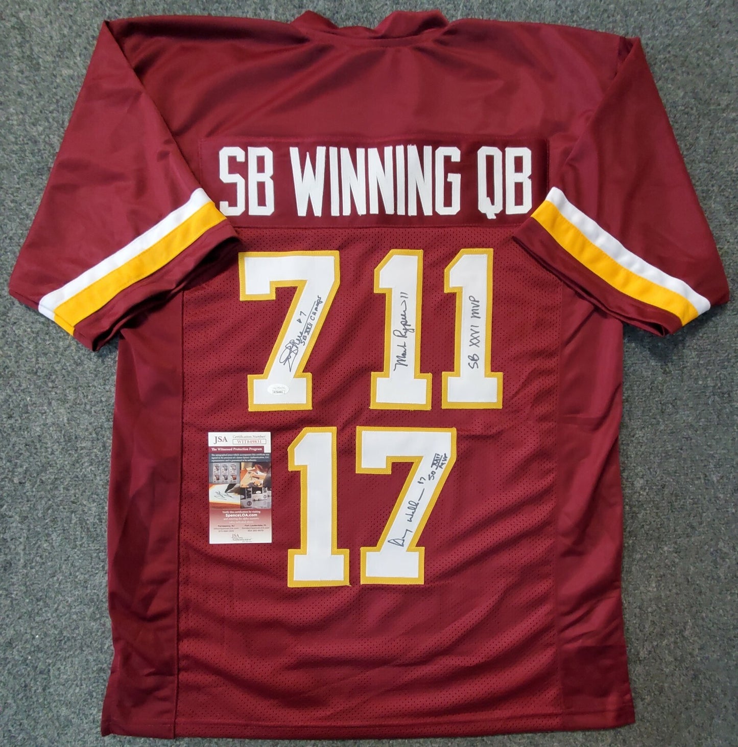 Wft Super Bowl Winning Qb's Autographed Signed Inscribed Custom Jersey Jsa Coa