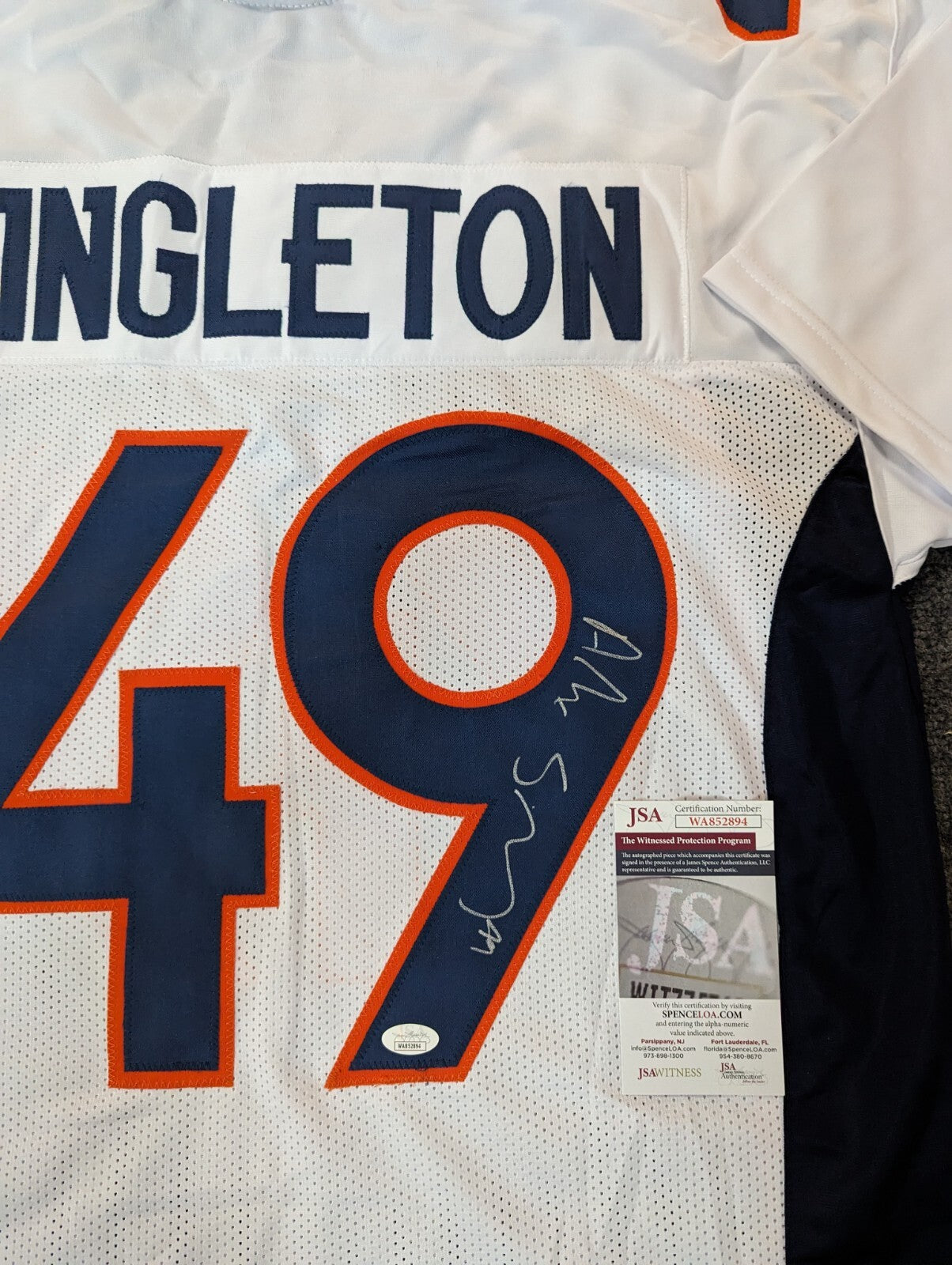 Denver Broncos Alex Singleton Autographed Signed Jersey Jsa Coa