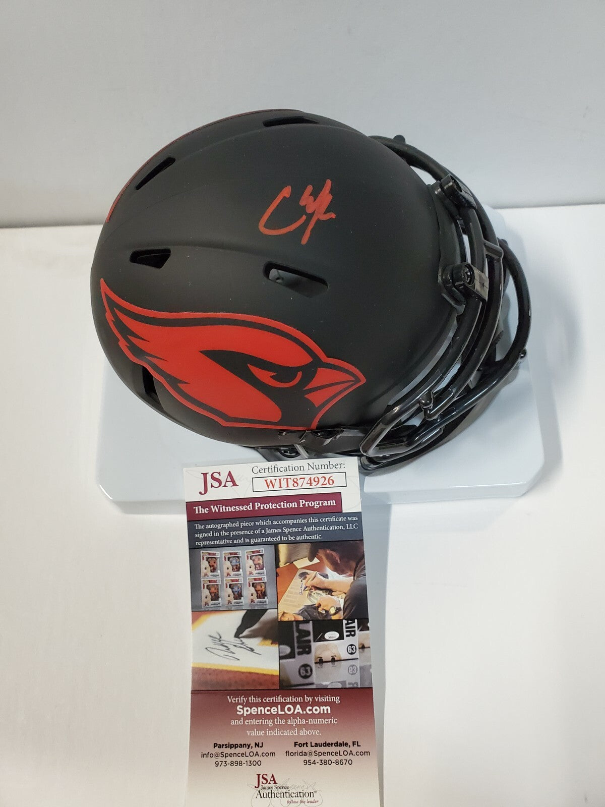 Arizona Cardinals Chase Edmonds Autographed Eclipse Mini Helmet Jsa Coa