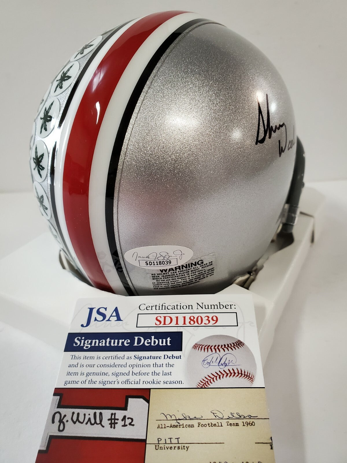 Shaun Wade Autographed Signed Ohio State Buckeyes Vsr Mini Helmet Jsa Debut Coa