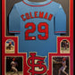 Framed St Louis Cardinals Vince Coleman Autographed Inscribed Jersey Jsa Coa