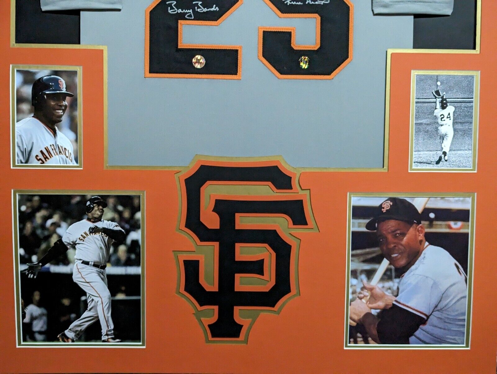 MVP Authentics Framed San Francisco Giants Barry Bonds & Willie Mays Autographed Jersey Holo 2025 sports jersey framing , jersey framing